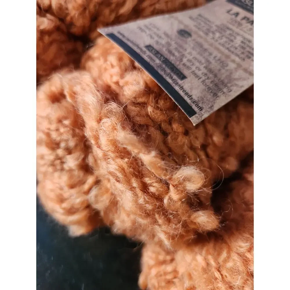 Aslan Trends La Pampa Yarn Lot 5 Merino Mohair Bulky Boucle Orange Argentina